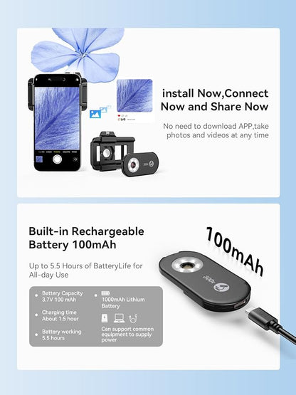 MIAO LAB 300X Phone Microscope Lens, Phone Camera Micro Lens with Universal Clip/LED Light/CPL, Mini Pocket Microscope Attachment Fit for iPhone 16/15/14/13, and Most Smartphone