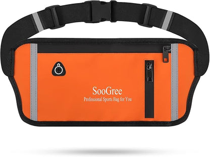 SooGree Men Women Running Belt Fanny Pack, Resistant Waist Pack Money Belt Bag for Hiking Cycling Workout, Gym Phone Holder with Adjustable Strap (GSP1187-Orange)