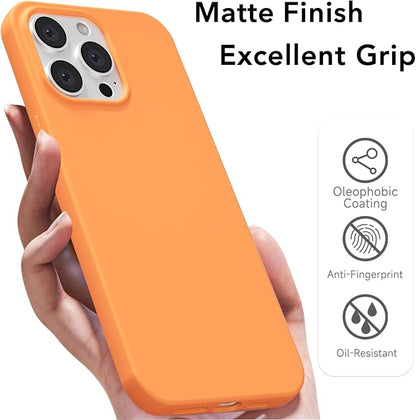 for iPhone 15 Pro Max Case Silicone Compatible with Magsafe Case, Ultra Slim Thin Magnetic Phone Cases Mag Safe, Cute Soft Rubber Gel Matte Plain Wireless Charging Cover for Women, Neon Orange