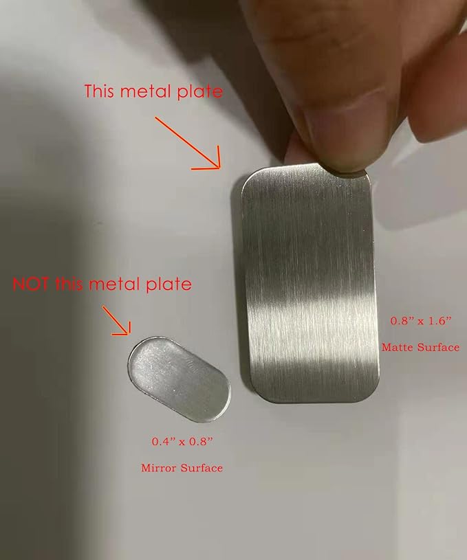 SALEX Replacement Metal Plates Set 16 Pack for Magnetic Mount, Wall, Case, Magnet, Craft - Kit of 16 Matte Silver Small 0.8" x 1.6" Iron Discs Without Holes - 3M Adhesive Backing. 16 Pack