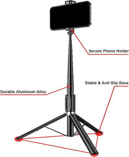CAMBOFOTO Selfie Stick Tripod,Compact Stand – Stable, 360° Rotating Head, 2-in-1 Design for Selfies & Hands-Free Shots – Ideal for Vloggers, Travelers and Photographers