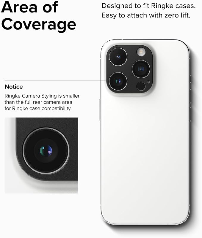 Ringke Camera Styling [Make the Phone Look Better] Compatible with iPhone 15 Pro Max Camera Lens Protector and iPhone 15 Pro Camera Lens Protector, Protective Stylish Aluminum Frame - Black