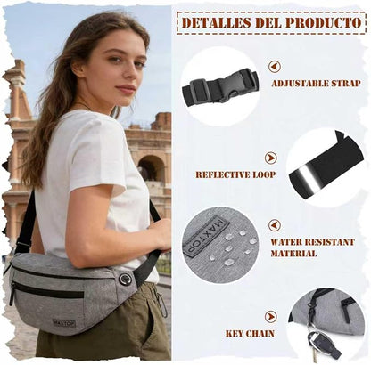 MAXTOP Large Crossbody Fanny Pack with 4-Zipper Pockets,Gifts for Enjoy Sports Festival Workout Traveling Running Casual Hands-Free Wallets Waist Pack Phone Bag Carrying All Phones
