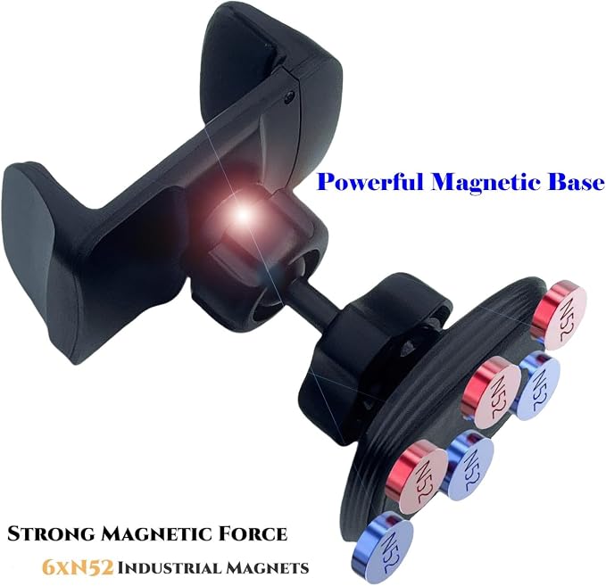 Gym Magnetic Phone Holder Mount, Magnetic Phone Holder with 360° Adjustable Dual Ballhead Arm for Gym Attach to Metal Surface, Gym Phone Holder Compatible with All Smartphones (Black)