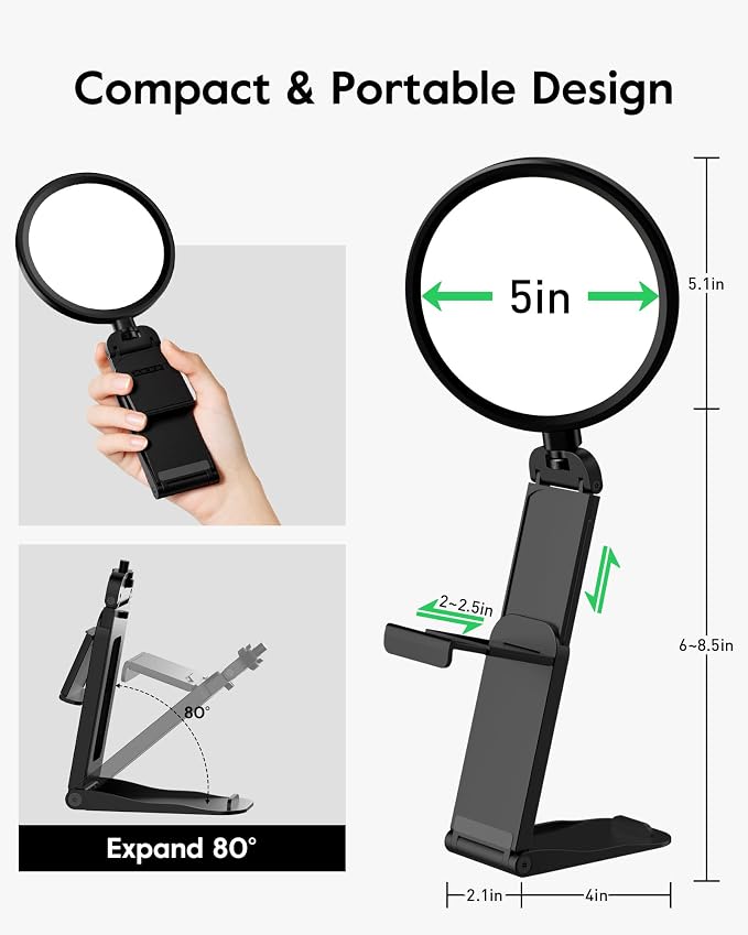 Computer Zoom Lighting for Video Conference, 5" Eye-Caring Ring Light with 50 Modes CRI>97.8, 3000K-6500K for Video Recording/Streaming/Selfie, Desk Lights for Phone/Laptop/Webcam/Monitor