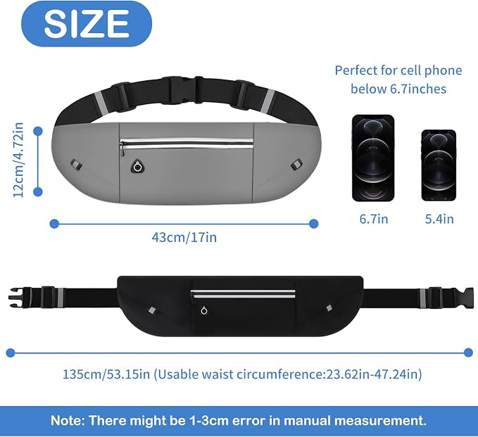 Slim Running Belt Fanny Pack for Men Women, Running Phone Holder Runners Pouch Waist Pack for Workout (1198, Gray)