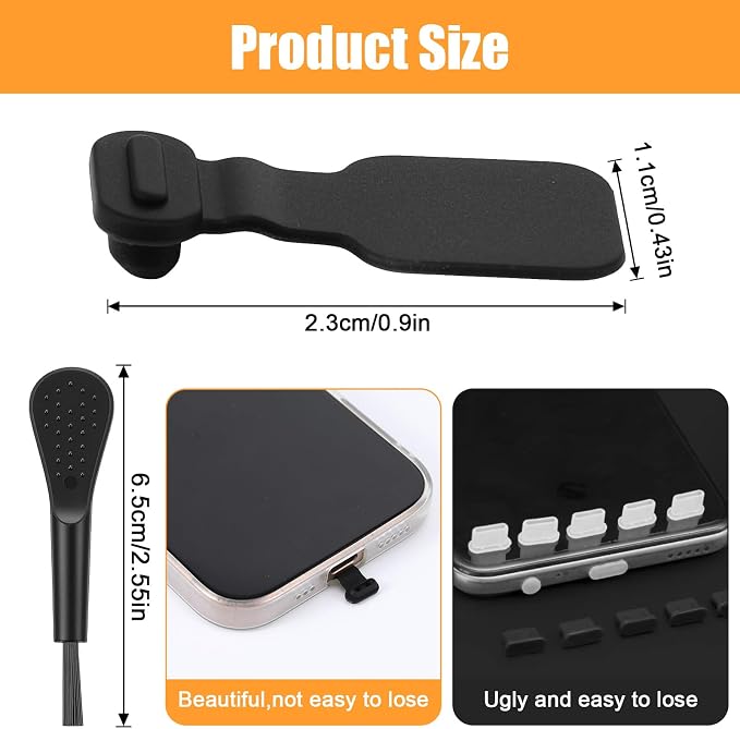 TIESOME 10PCS USB C Dust Plugs, Silicone Anti Loss Port Covers with Removable Adhesive Compatible with Laptops and All Type C Devices