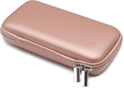 iMangoo Travel Essential Electronics Organizer Pouch Charger Case, Shockproof Dual Zipper Power Bank Cables Tech Accessories Purse, Men & Women Travel Must Have Storage Bag, 6.5x3.2x1 inch Rose Gold
