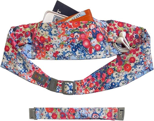 BANDI Plus Size Fanny Pack for Women - Travel-Ready Pocket Belt with Secure Hidden Money & Running Belt for Phone, Passport, Keys, & Medical Devices, Adjustable Fit, Comfortable (Poppies)