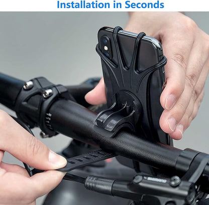 VOVIGGOL Bike Phone Mount 2 Pack, Universal Motorcycle Phone Holder for Bike, 360°Rotation Silicone Bicycle Phone Holder Handlebar Phone Mount Compatible with iPhone, Samsung, All Smartphones