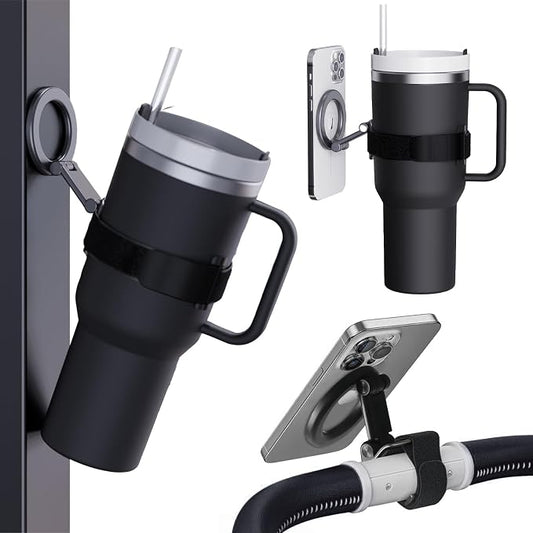 Magnetic Phone Holder for Stanley Cup,Adjustable Water Bottle for Gym,Phone Stand Fit for iPhone with Magsafe,Universal Holder Mount for Stanley Owala Yeti Tumbler Hydrojug 16-60oz,Gym,Stroller