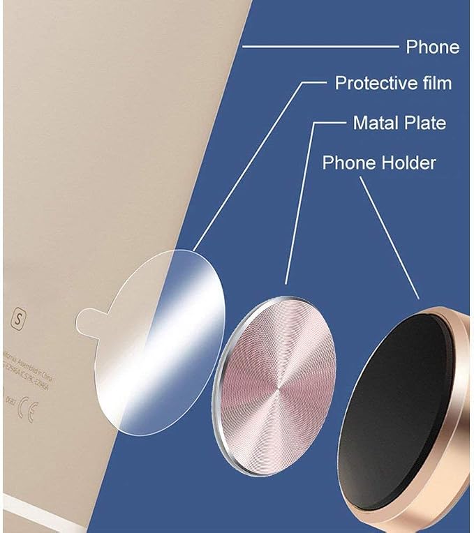 Adhesive Metal Plate Mounting Kits Stickers, Universal Discs Magnet Patch Compatible with Air Vent Magnetic Car/Vehicle Mount Holder