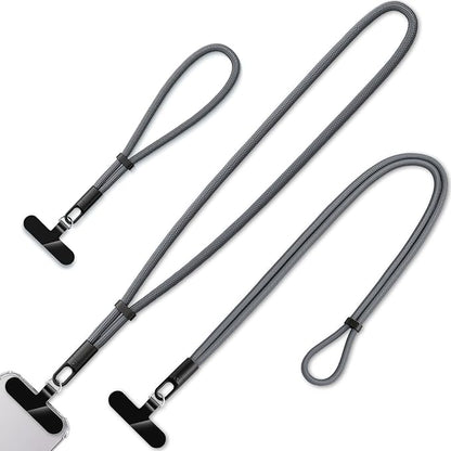 KITANIS 3 Pack Phone Lanyard,1×Phone crossbody strap,1×Phone Neck Strap,1×Wrist Strap,3×Tether Tabs,Universal Cell Phone Multifuctional Patch Polyester Lanyards(Grey)