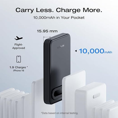 EF ECOFLOW Rapid Mag Power Bank, Qi2 Certified 15W Ultra-Fast MagSafe-Compatible Portable Charger, 10,000mAh Magnetic Power Charger with Foldable Stand, for iPhone 17/16/15.