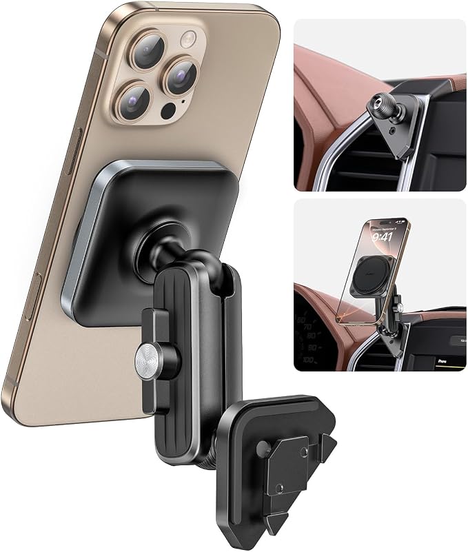 APPS2Car Magnetic Vent Mount for Ford F-150 (2015–2020), Super Duty (2017–2022), Expedition (2018–2021), Air Vent Phone Holder Compatible with iPhone 12-17 Series & MagSafe Case, Metal Socket Arm