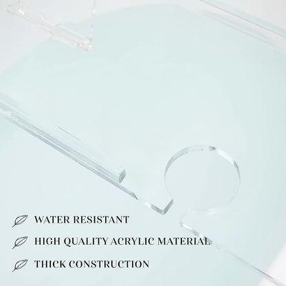 34" Supreme - Clear Acrylic Bathtub Tray Caddy Tub Shelf, Spa Board Luxury Bathroom Bath tub Table, Fits Across Bathtubs, Book, iPad and Wine Glass Holder (Supreme, 34")