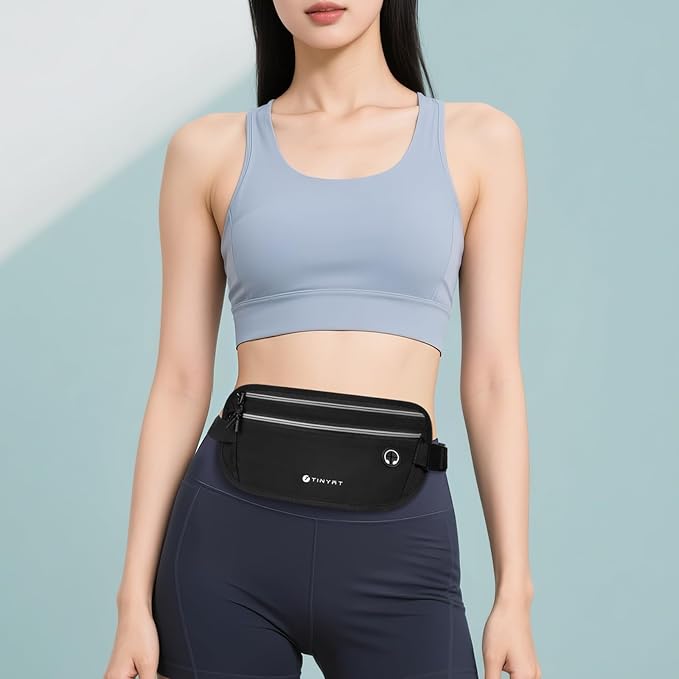 Slim Running Belt for Women Men Runners Fanny Packs With Phone Holder Hidden Pockets Exercise Waist Bag for Marathon Workout