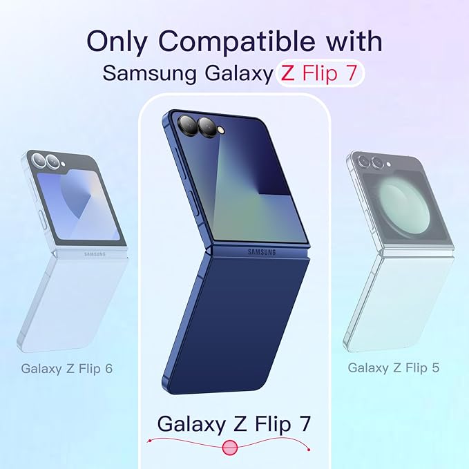 JETech Clear Case for Samsung Galaxy Z Flip 7, Blue Shadow | Crystal Clear Back, Hard PC Construction, Slim Fit, Shockproof Protection