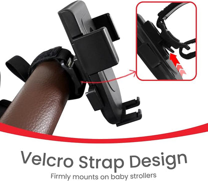 Baby Stroller Phone Holder, Bike Phone Holder, Shopping Cart, Motorcycle Phone Mount, Golf Cart, Push Cart, Treadmill, Universal- iPhone, Cell Phone Clamp (Black)