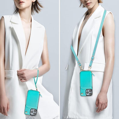 Bocasal Crossbody Wallet Case for iPhone 14 Pro Max, RFID Blocking Leather Purse Case with Card Holder, Protective Handbag Flip Cover with Zipper Wrist Strap Lanyard for Women 5G 6.7 Inch (Mint Green)