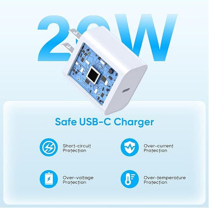 iPhone 17 16 Charger,2Pack USB C Fast Charger Apple Charge Type C Fast Charging Block&6FT USB C to C Woven Cable Cord for iPhone 17 Pro Max/17 Pro/Air/16 Plus/16E/15 Series/iPad Pro/Air/Mini