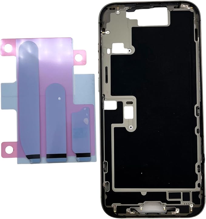 TheCoolCube Middle Frame Housing Cover Case with Power & Volume Button & Battery Adhesive Replacement Compatible with iPhone 16 Pro Max 6.9 Inches (US Version) (Natural)