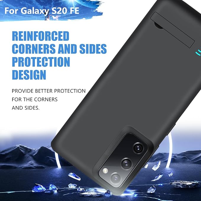 Upgraded Battery Case for Samsung Galaxy S20 FE 5G, 5000mAh Rechargeable Extended Battery Charging Charger Case, Add 100% Extra Juice (6.5 Inches) Black