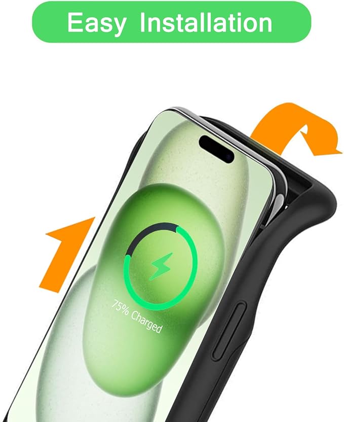 Wireless Charging Case for iPhone 15 Plus, 12000mAh High Capacity Portable Rechargeable Battery Case Wireless Charging Compatible with iPhone 15 Plus (6.7 inch) Extended Battery Charger Case (Black)
