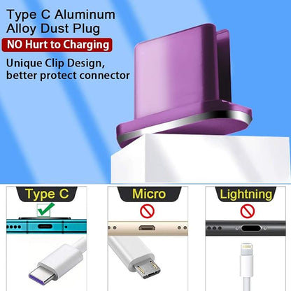 USB C Port Dust Cover Plug Cap 2 Metal Anti Dust Protectors for Smartphone MacBook Pro Air Laptop Charging Port with SIM Card Removal Pin Compatible with Samsung Galaxy S24 S23 S22 S21(Purple)
