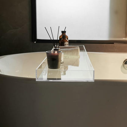 Clear Bathtub Tray AcrylicTub Rack - Bath Tub Shelf for Bathroom to Hold Book, Phone, Candle, Wine & Tablet - Waterproof Caddy Bathroom Accessories, Beelee BA0033