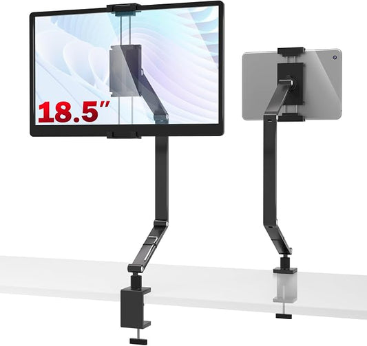 Tablet Stand Holder for ipad,Portable Monitor Stand for 6-18.5 ",Adjustable Foldable Tablet Arm iPad Desk Mount with 360°Rotate Base,Phone iPad Holder for Desk,Compatible with Larger Monitors