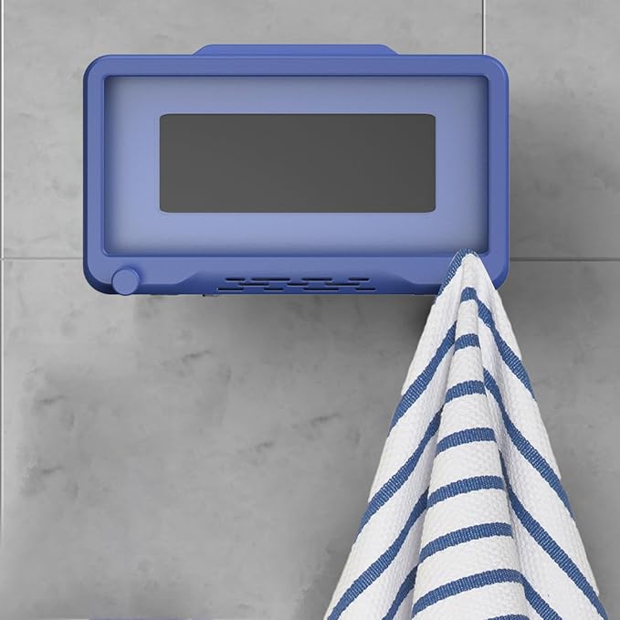 Bathroom Case Mount Shelf Bathroom Adhesive Touchable Phone Cradle Shower Phone Stand Case Mount,Shower Phone Holder Wall Mounted for Bathroom Wall Mirror Bathtub Kitchen (Blue)