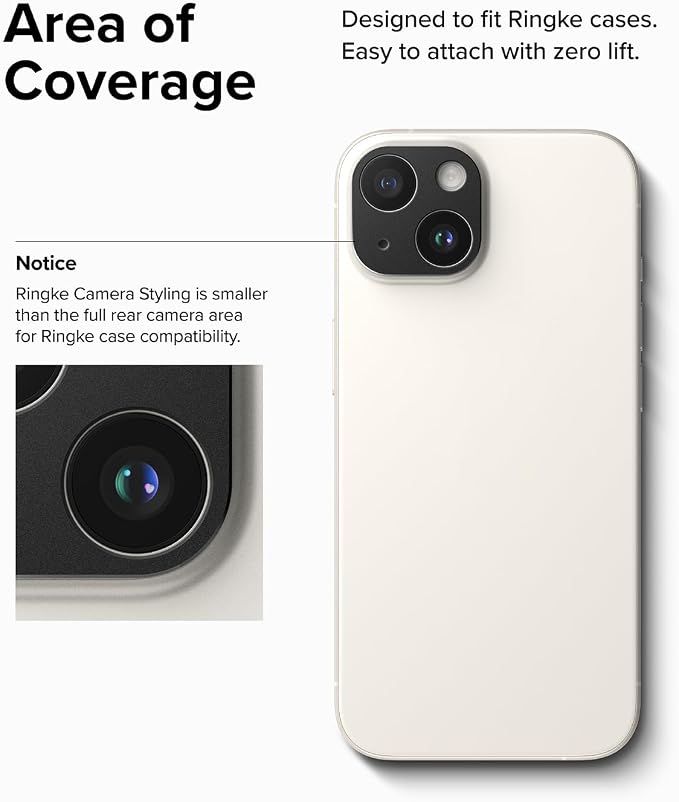 Ringke Camera Styling [Make the Phone Look Better] Compatible with iPhone 15 Camera Lens Protector and iPhone 15 Plus Camera Lens Protector, Protective Stylish Aluminum Frame - Black