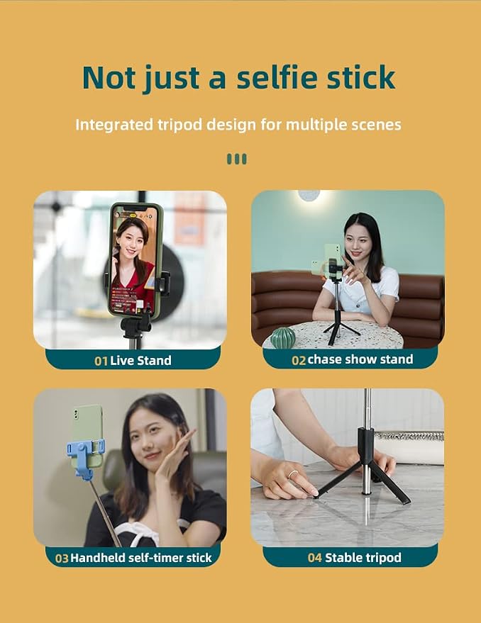 Tianle Selfie Stick, 40 Inch Phone Tripod Extendable Cell Phone Tripod Stand with Wireless Remote and Phone Holder Compatible with iPhone Android Phone for Selfie, Video Recording, Photo