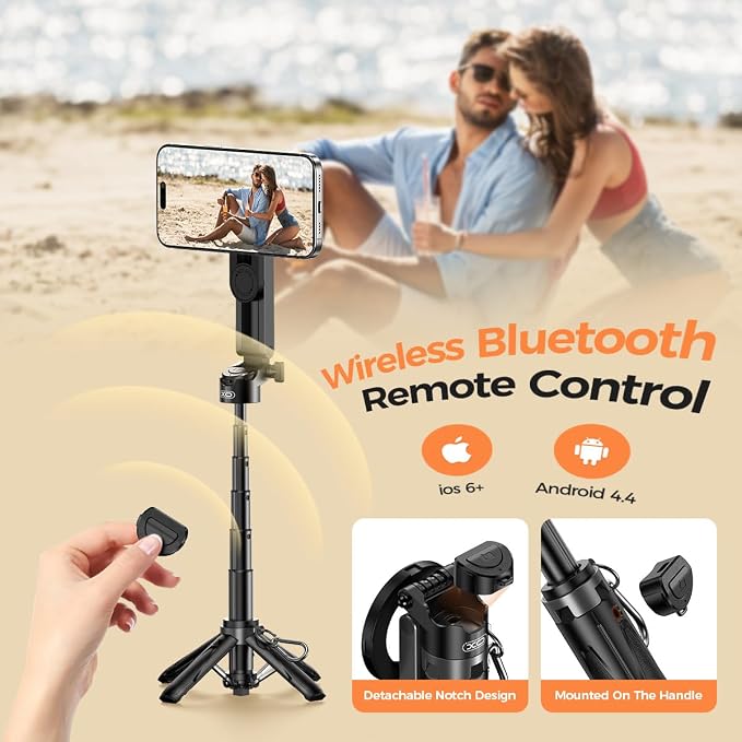 Multifunctional Mini Phone Tripod for Magsafe, Magnetic Chuck＆ Clip Pocket Size Magnetic Selfie Stick for iPhone with Remote, Extendable Cell Phone Small Tripod Magnet Stand for All Smartphones