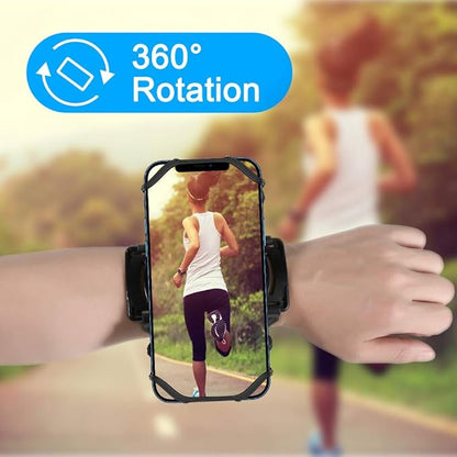 VUP Wristband Phone Holder, 360° Rotatable Forearm Armband for iPhone 15/14/13/Pro Max/Pro/Mini/12/11/SE 2020/Xs/XR/X/8/7/Plus, Fits All 4-6.7 Inch Smartphones (Black-Small)