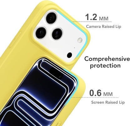for iPhone 17 Pro Case Silicone Compatible with Magsafe Case, Ultra Slim Thin Magnetic Phone Cases Mag Safe, Cute Soft Rubber Gel TPU Matte Plain Wireless Charging Cover for Women, Yellow