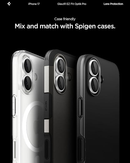 Spigen Camera Lens Screen Protector [GlasTR EZ Fit Optik Pro] Designed for iPhone 17 [Case Friendly] - Silver [2 Pack]