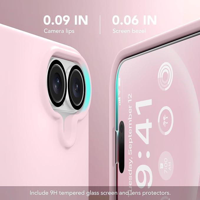 GONEZ Magnetic for iPhone 16 Case, Compatible with MagSafe, [Screen Protector + Camera Lens Protector], Liquid Silicone Shockproof Protective Phone Case for iPhone 16 6.1", Chalk Pink
