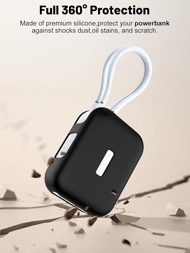 Silicone Protective Case Compatible with TORRAS EasyGo Power Bank 45W Ultra-Fast Charging 10000mAh, Full-Body Protective Cover with Precise Cutouts, Shockproof & Scratch-Resistant Sleeve (Black)