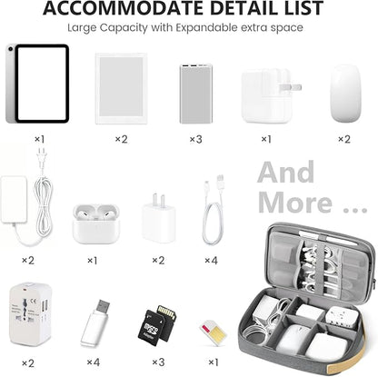 Travelkin Cord Organizer Travel, Cable Organizer For Electronic Accessories | Expandable electronics organizer,Charger organizer case, Large capacity travel case for Card,Usbs, travel essentials