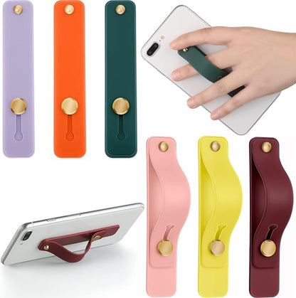 Weewooday 6 Pieces Phone Grip Holder Cell Phone Grip Strap Telescopic Finger Strap Stand Universal Finger Kickstand for Most Smartphones(Bright Colors)