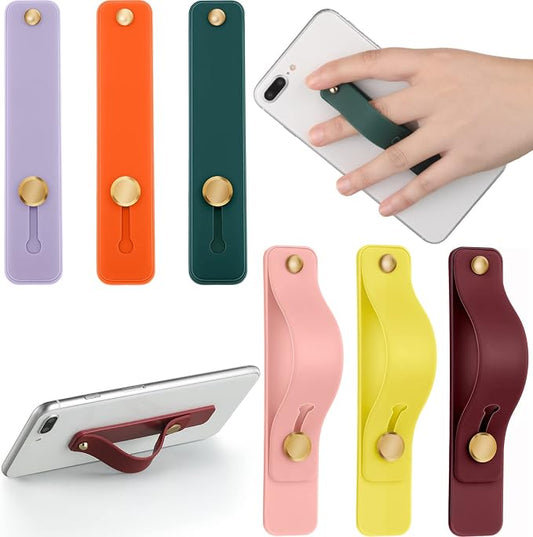 Weewooday 6 Pieces Phone Grip Holder Cell Phone Grip Strap Telescopic Finger Strap Stand Universal Finger Kickstand for Most Smartphones(Bright Colors)