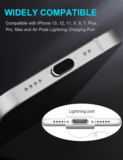 Dust Plug for iPhone, Compatible with iPhone and AirPods, Lightning Port Plug Protector Charging Port Anti Dust Cover Includes Speaker Cover (Black)