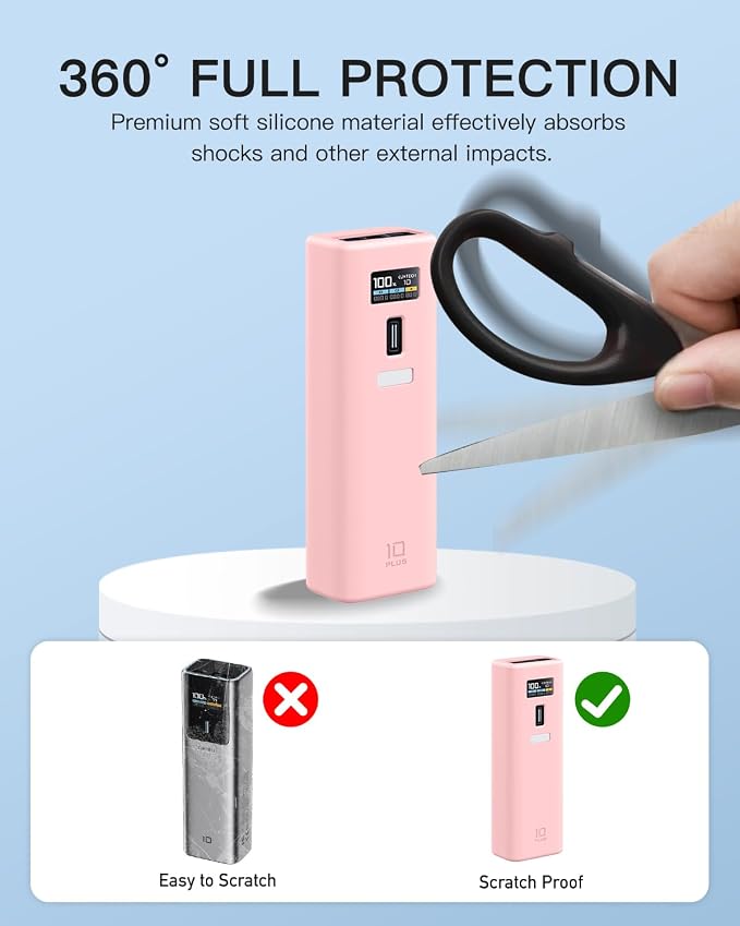 Case Cover for CUKTECH 10 Power Bank 10000mAh, Full-Body Protective Cover for CUKTECH NO.10 Power Bank,Drop-Proof,Scratch-Proof,Shock-Proof,Pink