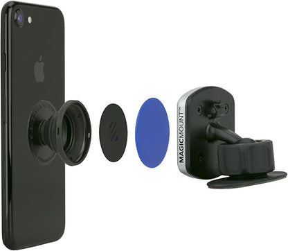 Scosche MPDRND-SP MagicMount Pro Magnetic Car Phone Holder - Strong Magnet Mount for iPhone and Android - Secure Magnetic Mount for Car Dashboard - Universal 360° Adjustable Mobile Cell Holder