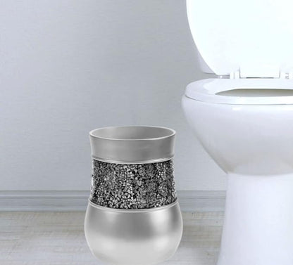 Creative Scents Crackled Glass Silver Small Bathroom Trash Can 2.06 Gal / 7.8L – Decorative Waste Basket for Bathroom, Powder Room or Bedroom - Durable Mini Wastebasket with Beautiful Crackled Glass