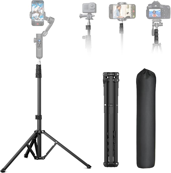 AOCHUAN 1.7M Complete Camera Tripod for Smartphones Camera Gimbal Stabilizers w/ 0.44m ~1.7m Aluminum Alloy Lighting Stand(T20)