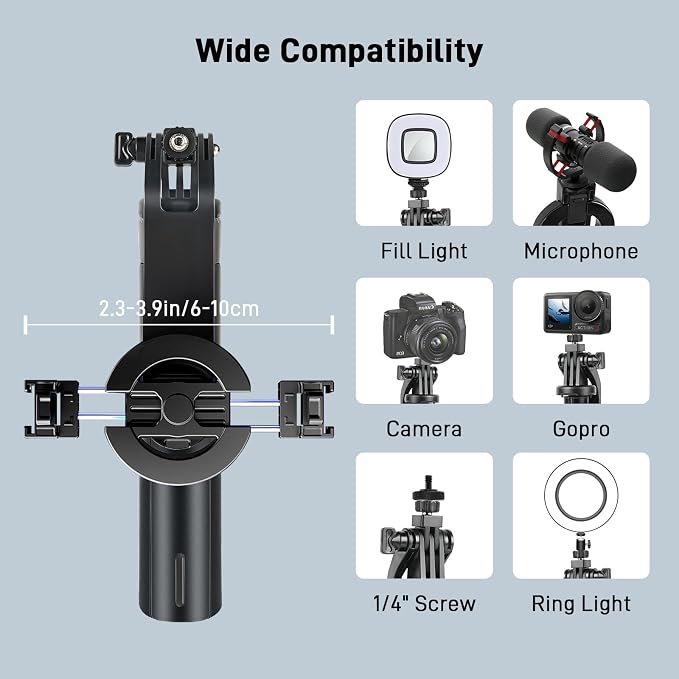 WOVTE Magnetic Selfie Stick Tripod with 2 LED Lights, 52" Tripod for iPhone with Rechargeable Remote, Portable Selfie Stick Compatible with iPhone 16/15/14/13/12 Series, Gopro and Cameras