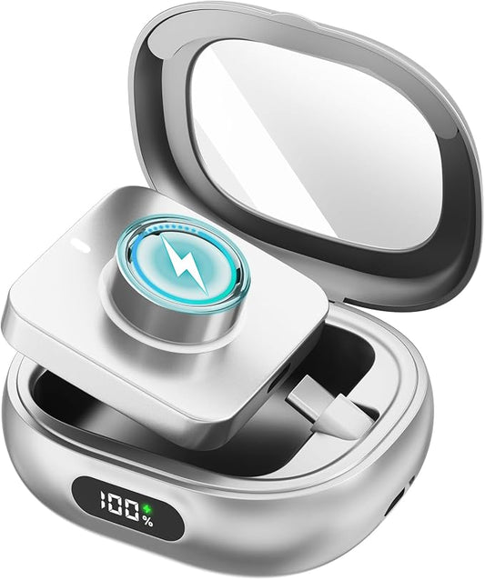 Charging Case for Oura Ring Gen 4 & 3 Charger, 2000mAh Portable Travel Power Station Fits All-Sized Oura Ring 4 & 3, 45-Day Runtime (Official Charger NOT Included)(Silver)